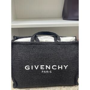 Givenchy Paris Black Woven Raffia Large Tote Bag